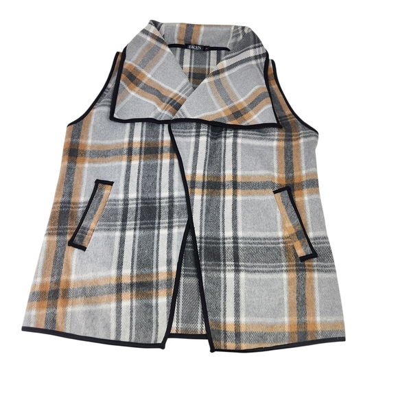 Plaid Open Front Vest Women's Large - Picture 1 of 16